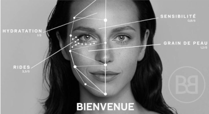 L'interface d'analyse ABBI affichant les critères visibles de la peau (installation du marché français)