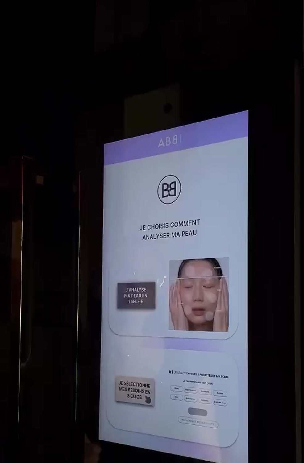 Le miroir ABBI pendant une séance d'analyse (installation du marché français)